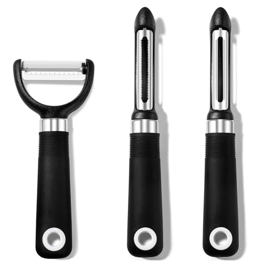 Rainspire 3-Piece Peeler Set, Premium Swivel Vegetable Peeler, Kitchen Gadgets Apple Peeler Potato Peeler Veggie Peeler Fruit Peeler, Dishwasher Safe Kitchen Accessories, Black