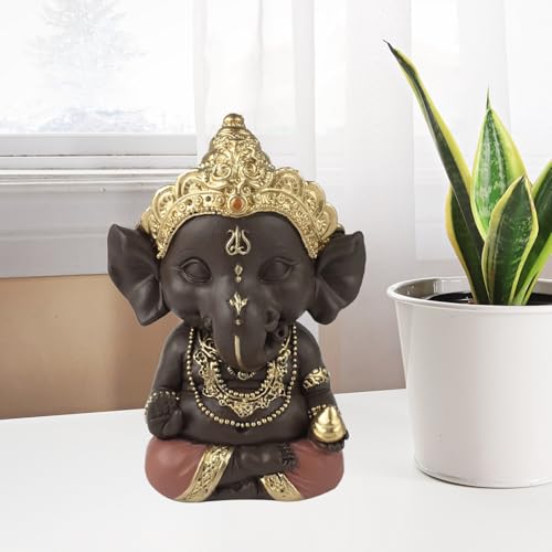 Estatuilla Ganesh 3 – Decoración Zen y Feng Shui – para Crear un Ambiente Relajante y Espiritual – Idea de Regalo – Altura: 11,5 cm – Color: Verde y marrón – Zen'Light - imagen 10