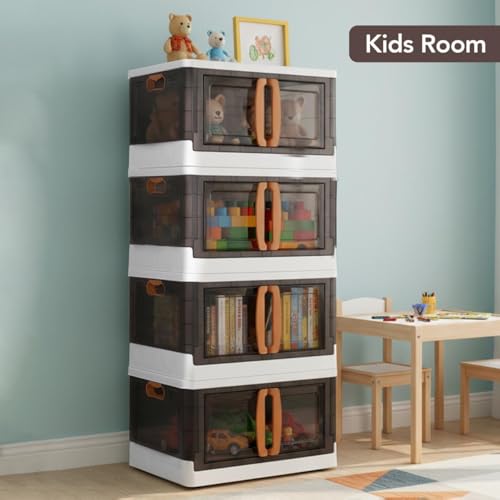 Image of CELLO Foldable Plastic Cupboard for Storage | DIY Collapsible Wardrobe & Luggage Organizer | PP Cabinet for Clothes | White Finish