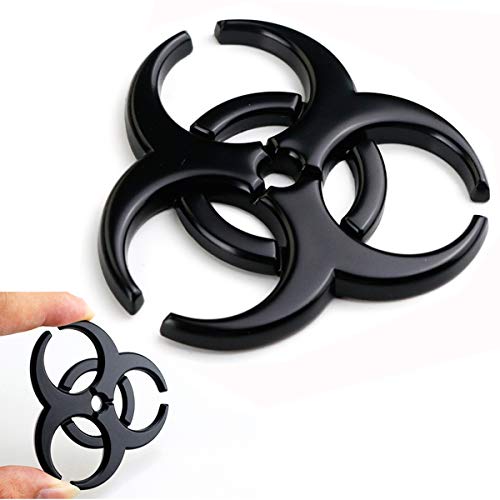 Yspring Resident Evil Strain 3D Metal Decals Multicolor Electroplated Zinc Alloy Umbrella Corporation Biohazard Symbol Tail Side Marker Car Stickers(Black-2.44" 2.44") #TOP5