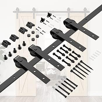 Miniatura 6 de Homlux - Kit de herrajes para puerta corrediza de granero doble de alta resistencia, suaves y silenciosos, simples y fáciles de instalar, se ajustan
