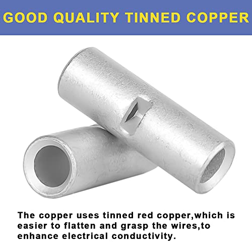 420Pcs Non-Insulated Butt Connectors Kit,Haisstronica 24-8 Gauge Non-Insulated Wire Connectors Of Tinned Red Copper,Electrical Crimp Terminals #TOP5