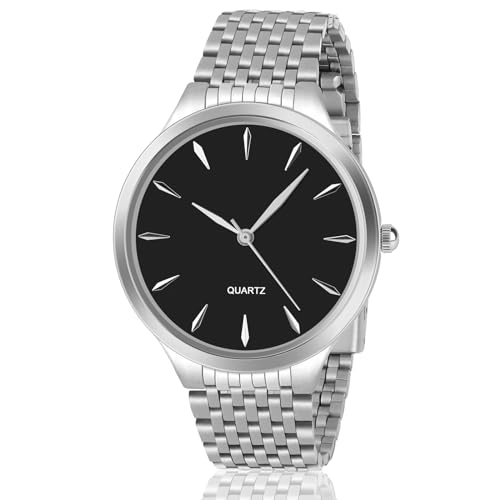 GUUMUXIN Quarz Analoguhr für Männer und Frauen, 30M Wasserdicht, Edelstahlarmband, Silber, Elegante Modeuhr für Erwachsene