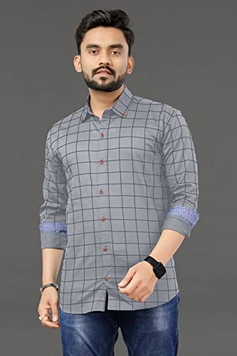 Image of Men's Casual Cotton Checks Shirt