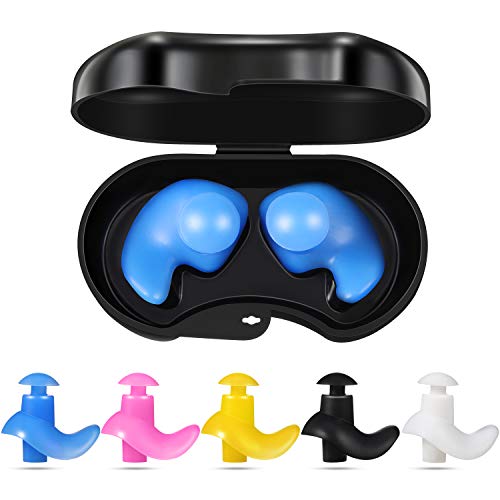 Frienda 10 Pairs Swimming Earplugs Waterproof Swimming Ear Plugs Reusable Silicone Earplugs for Kids and Adults Swimming Showering Bathing Surfing Snorkeling and Other Water Sports, 5 Colors