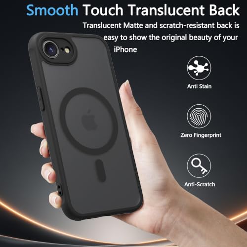 Image of for iPhone 16E /17e Case [Compatible with Magsafe]Translucent Matte Phone Cover, [10 FT Military Grade Drop Protection] Slim Durable Shockproof Protective Bumper (Black Magnetic, iPhone 16E /17e)