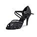 Fashion Ladies Dance Shoes Indoor Latin Tango Jazz Ballroom Dance Shoes Artificial Leather Dance Shoes Non- Slip Wear- Comfort Suitable for All Seasons (Color : Black, Size : US2.5/EU34/UK1.5)