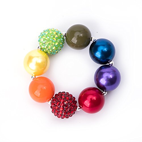 Bling Bling Chunky Bubblegum Necklace Rainbow Fashion Beads and Bracelet Set with Gift Box4