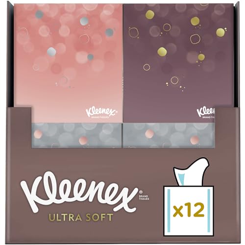 KLEENEX - Mouchoirs boîte cubique Ultra-soft (12 boîtes de 48 mouchoirs) - doux et soyeux qui laissent une sensation de bien-être sur la peau - Fabriqué en...