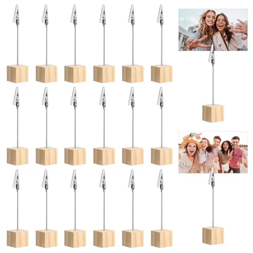 20 Pièces Porte Photo Pince Mémo, 13,5 x 3 cm Supports Photo avec Clips, Porte Photos en Bois...