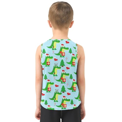 J JOYSAY Christmas Crocodile Trees Blue Boys Tank Top Sleeveless Muscle Shirts Quick Dry Kids T-Shirts 3-15T3