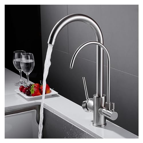 Robinet de cuisine blanc eau filtrée 360° au fini élégant monté sur pont