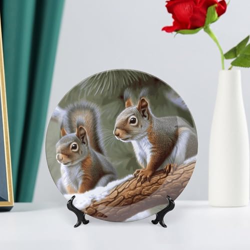 Plato decorativo Little Squirrel de porcelana de hueso blanco miniatura 6