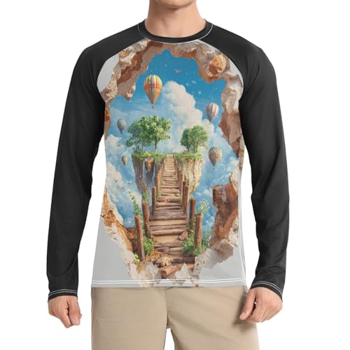 Camisa de natación negra para hombre con ilusión tridimensional que inspira confianza en el mar