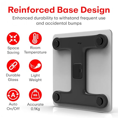 Image of Prime Pick Pro Digital Weight Machine Bathroom Weighing Scale with Large LCD Display USB Rechargeable Extra Thick Tempered Glass Anti Slip Base Black