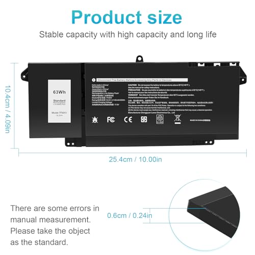 Image of 7FMXV 9JM71 4M1JN Laptop Battery for Dell Latitude 5320 7320 7420 7520 Latitude 5320 2-in-1 /7320 2-in-1 /7420 2-in-1 P133G P134G P135G P136G P138G P139G P110F 727CG HDGJ8 MHR4G TN2GY 0TN2GY CN-0727CG