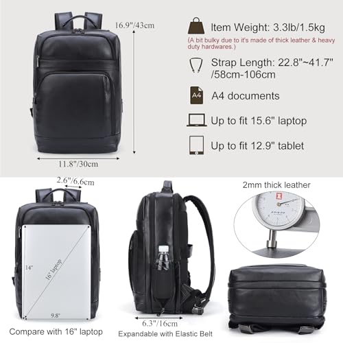 Mochila de cuero Masa Kawa para portátil hasta 16 pulgadas miniatura 3