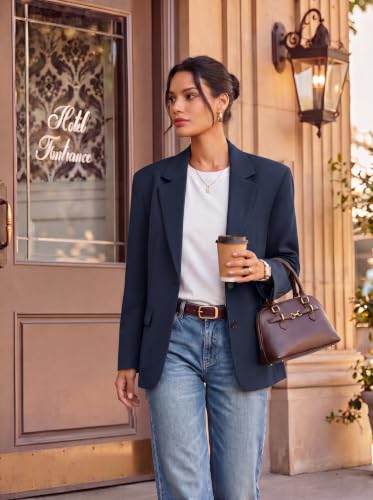 GRACE KARIN Women's Blazer Business Casual 2026 Fall Work Office Suit Jackets Long Sleeve Lapel Open Front with Pockets Navy Small — view 5