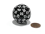 Koplow Games Sixty-Sided D60 35mm Large Gaming Dice, Black with White Numbers