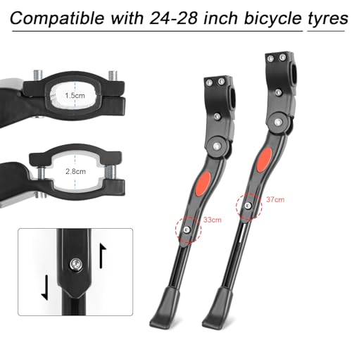 talifoca Fahrradständer,Verstellbarer Fahrradständer aus Aluminiumlegierung,Fahrradseitenständer,höhenverstellbar mit rutschfestem Gummifuß
