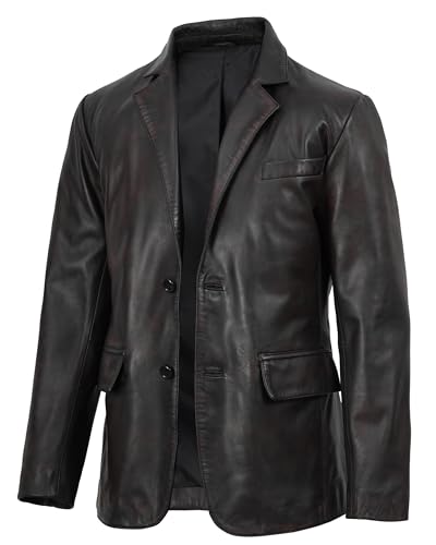 Image of Decrum Lambskin Leather Blazer for Men - Genuine Leather Sport Coat for Formal & Business Casual