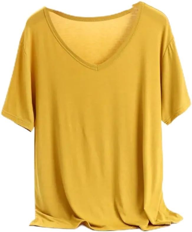 Women's V-Neck Solid Color Large Size Loose Casual T-Shirt