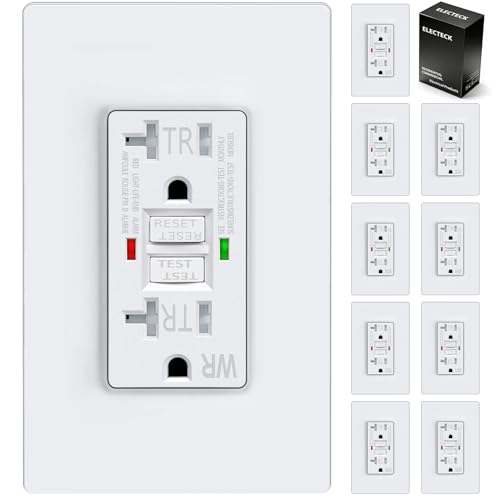 ELECTECK 10 Pack GFCI Outlets 20 Amp, Outdoor Weather Proof (WR), Self-Test GFI Receptacles with LED...
