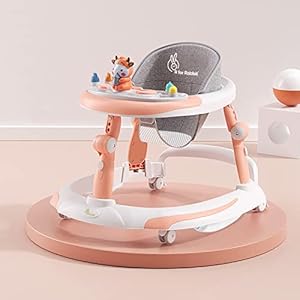 R for Rabbit Little Feet Plus Baby Walker Cum Rocker 3 Level Height Adjustment and 4 Level Seat Adjustment for Baby 6-18 Months with Recreational Toy bar (Pink)