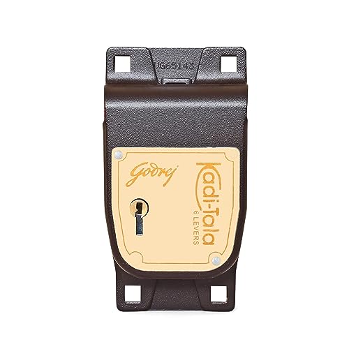 Image of Godrej Locks I Kadi-Tala 6 Lever 275 mm I 3 Keys I for Double Door, Fitting Outside of Door Pannel I Aloy Steel Body Double Locking Mechanism for Main Door I Brown Texture Finish