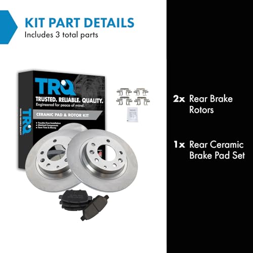 Image of TRQ Rear Ceramic Brake Pad and Rotor Set | For 2006-2012 Ford Fusion 2007-2012 Lincoln MKZ 2006 Lincoln Zephyr 2006-2013 Mazda 6 2006-2011 Mercury Milan