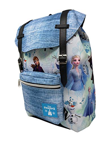 Limited KBNL Frozen 2 Allover Pattern Preppy Vintage Style 16 School Backpack Blue, Large, 207603