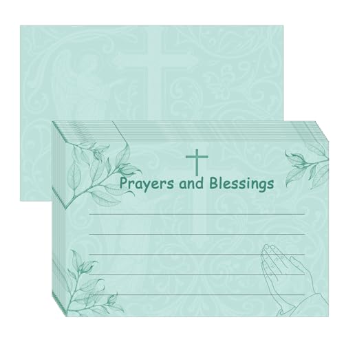 Tarjetas de oración cristianas de 4 x 6 pulgadas, 50 tarjetas de felicitación de bendición religiosa, tema de oración, nota en blanco de boda, bautizo, papelería cristiana basada en la fe, aliento de