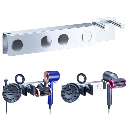 XILIMOR Porta Phon da Muro, Porta Asciugacapelli Bagno in Acciaio Inossidabile, Porta Accessori per Asciugacapelli, Supporto Adesivo Phon, Porta Phon da Parete per Bagno, Camera da Letto E Barbieri