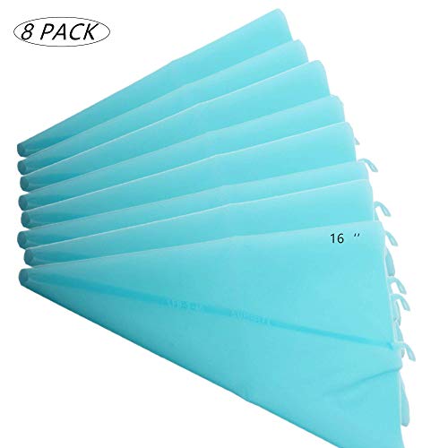 Silicone Pastry Bags Set, 8 Pack of 16 inch Reusable Icing Piping Bags
