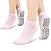 Calcetines Pilates Yoga, 2Pcs Calcetines Antideslizantes Mujer Hombre pour Yoga, Pilates, Ballet,Fitness Antideslizantes,35-42 (Rosado)