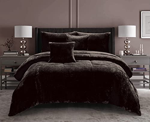 Ramesses Waffle Fleece Comforter Set, Double, Mocha