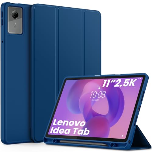 EasyAcc Funda para Lenovo Idea Tab 11 pulgadas Tablet 2025 con soporte para lápiz TB-336ZU TB-336FU, ultrafina, con función atril, piel sintética, funda protectora (azul mar)