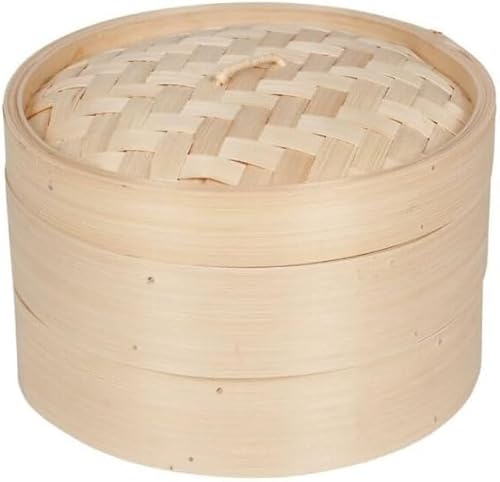 Shopylistic 2 TIER BAMBOO STEAMER 10 INCH 25CM DIAMETER – GREAT FOR HEALTHIER COOKING