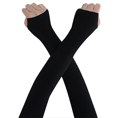 Protección UV Mangas del Brazo de refrigeración para Hombres Mujeres Bloqueador Solar Enfriador Deportes de protección Correr Golf Ciclismo Manga Larga Cubierta de Brazo (Negro)