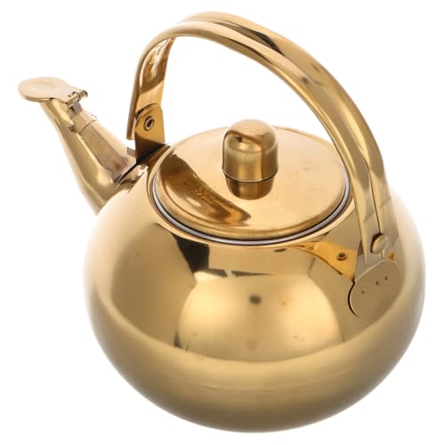 KOCKSHION Tetera De Acero Inoxidable Hervidor De Agua Caliente Tetera De Metal Tetera Electrica Tetera De Hierro Fundido Teteras Tetera Silbante Hervidor De Agua Para Estufa Dorado