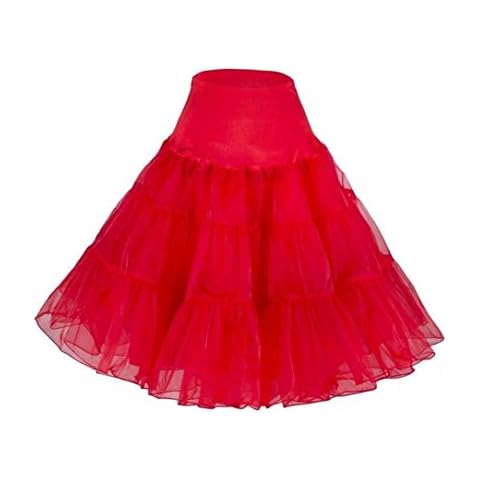 Leader of the Beauty Vintage Women's 50s Rockabilly Tutu Skirt 32" Length Petticoat Red Small/Medium Cover