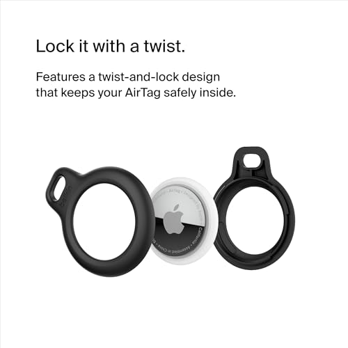Belkin Suporte seguro para Apple AirTag com chaveiro – capa durável resistente a arranhões com rosto