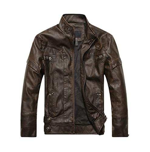 Veste en cuir pour hommes marron XXL style motard
