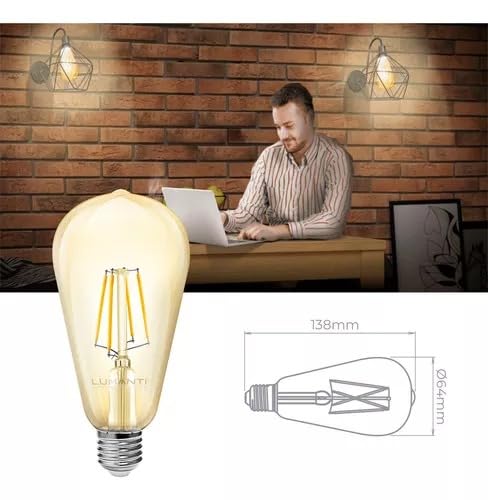 LÂMPADA VINTAGE FILAMENTO LED PÊRA ST64 | 4W | 2400K | AUTOVOLT