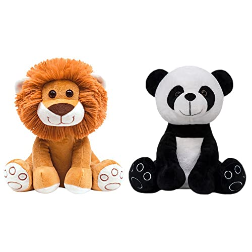 Kit 2 Pelúcias Infantil Bebe Ursinho Grande 25 cm Safari Animais Bichinhos Antialérgico Decoração Bu