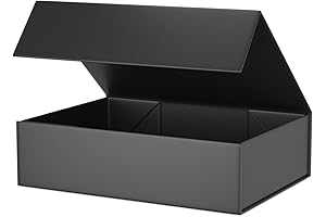 Premium Black Gift Box with Magnetic Closure Lid - Perfect for Presents,...