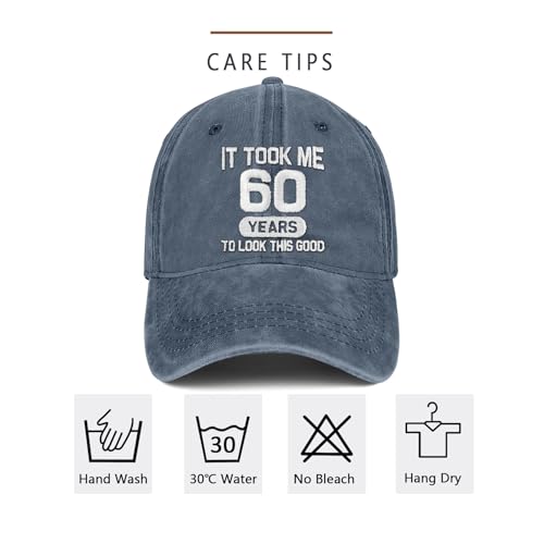 Image of 60th Birthday Gifts for Men Women 60 Year Old Gifts Decorations Took Me 60 Years to Look This Good Washed Cotton Hat