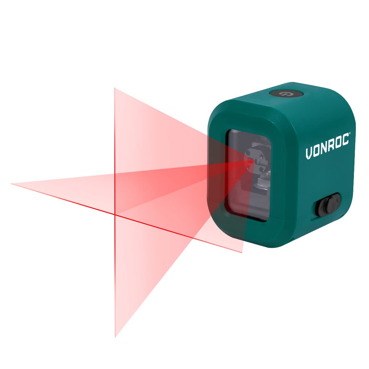 VONROC Livella laser a linee incrociate - Rosso - 4V - 1800mAh - Autolivellante - 10 metri di portata - Include morsetto, cavo USB-C e borsa per attrezzi
