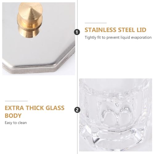 Set de 10 Vasos de Vidrio para Uñas con Tapas Octagonales y Pinceles para Manicura miniatura 3