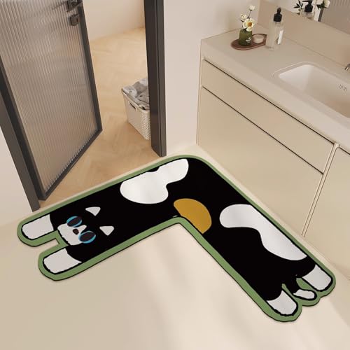 L字型回転角 玄関マット お風呂マット かわいい おしゃれ 吸水 バスマット 速乾 洗える 室内 (カラー 20,70*70cm)